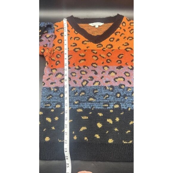 Davi & Dani Color Block Ombré Animal Print V Neck Sweater Sz M Art To Wear - Picture 9 of 9